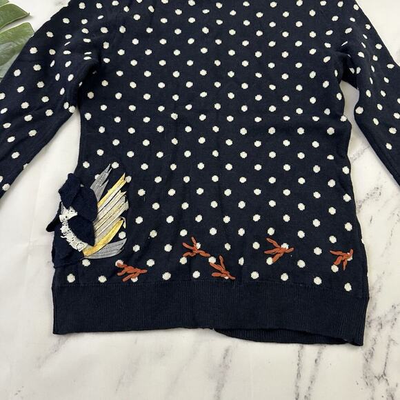 Charlie Robin Anthropologie Chicken Cardigan Sweater Size XS Blue Polka Dot - Picture 12 of 12